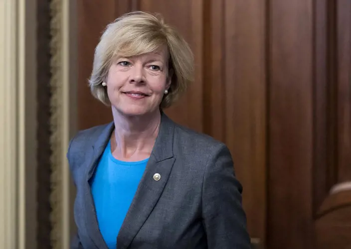 Tammy Baldwin, leaves a luncheon at the Capitol on Sept. 7, 2016.