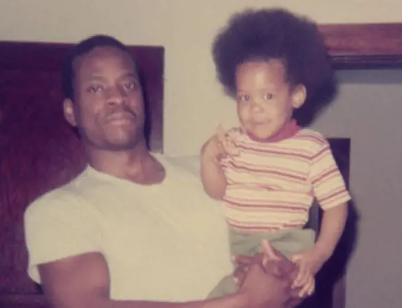 Jamal Adeen Thomas with his father, Clarence Thomas, when he was just 3 years old.