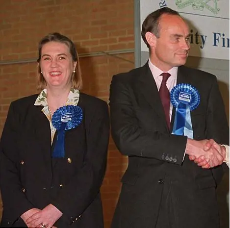 Crispin Blunt with wife Victoria in 1997 when he was elected as an MP.