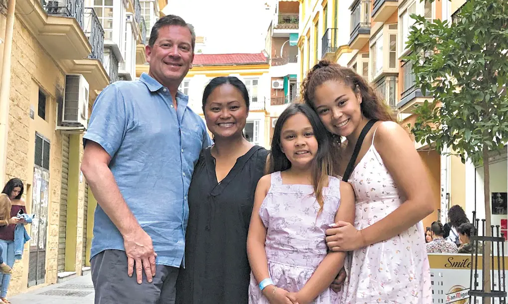Marivel Taruc with her husband, Trevor Pilling and their two daughter.