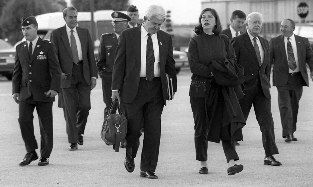   Newt Gingrich, then speaker, took Marianne with him, and President Carter, to the funeral of Prime Minister Yitzhak Rabin of Israel in 1995.