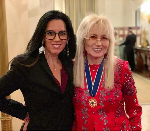 Miriam Adelson and Yasmin Lukatz at the Trump White House when Miriam received U.S Presidential Medal of Freedom.