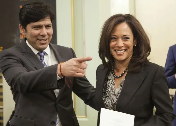 Kevin de Leon with then-California Attorney General, Kamala Harris, in Sacramento on January 5, 2015.