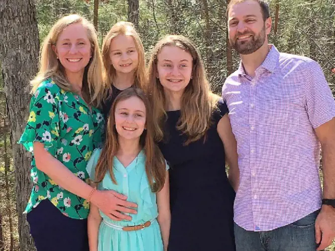 Adam Spanberger and his wife, Abigail Spanberger, with their daughters.