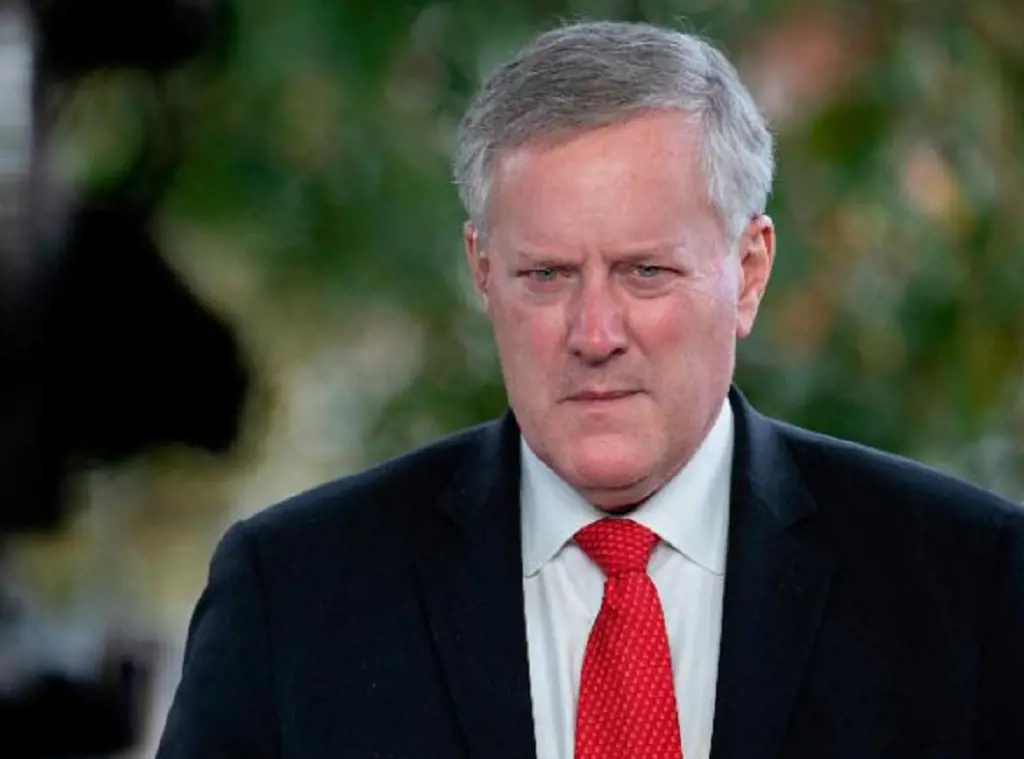 Mark Meadows talks to reporters at the White House in October 2020 in Washington, DC.