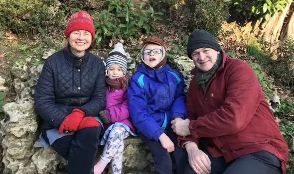 Sir Ed Davey with his wife, Emily Gasson and their children Ellie and John 