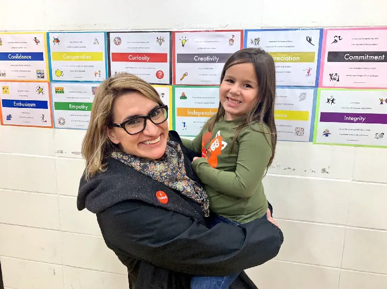 Peggy Flanagan at the polls with her daughter on November 6, 2018