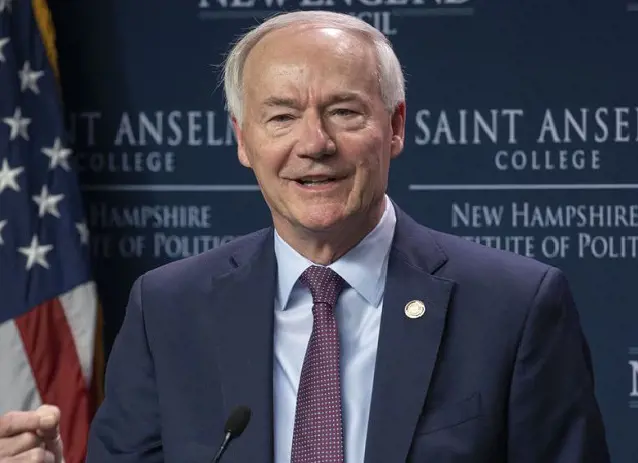 Arkansas Gov. Asa Hutchinson at a political forum in April in New Hampshire.
