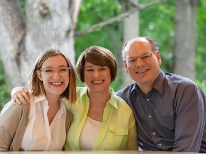 Abigail Klobuchar with her Parents, Amy Klobuchar and John bessler