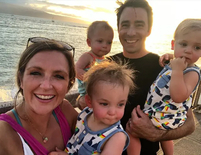 Julia S. Jeffress and Ryan Sadler with their triplets, two son and a daughter in summer vacation