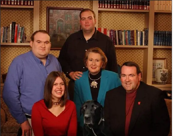 Mike Huckabee with his wife and children