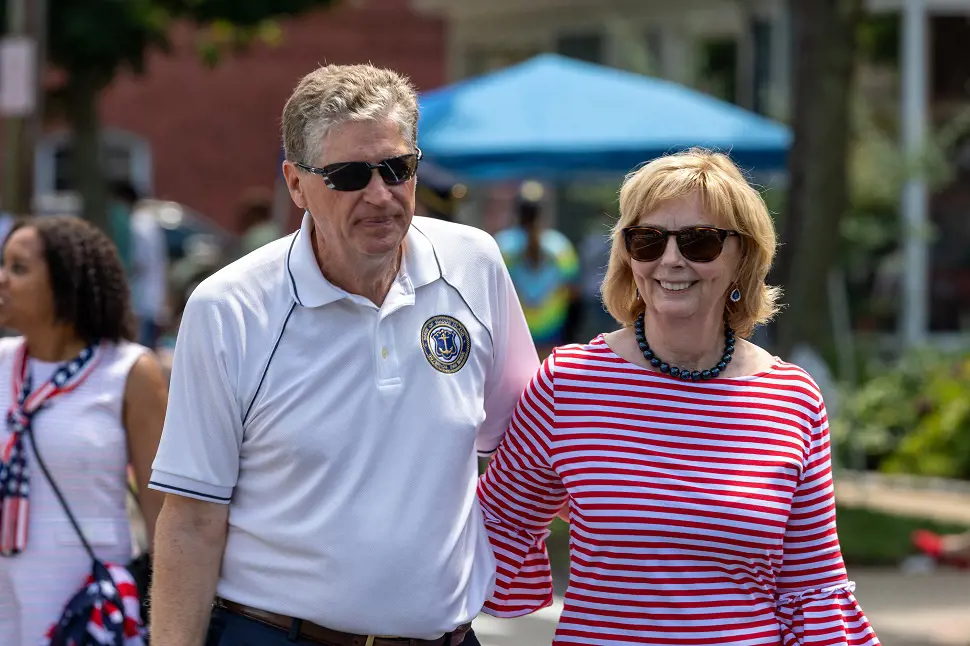 Governor Daniel McKee and wife Susan McKee at the 2021 Bristol Fourth of July