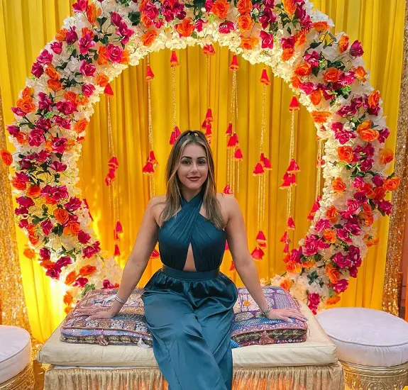 Cristina Bayardelle posted picture of celebrating Haldi in Indian wedding on her Instagram account