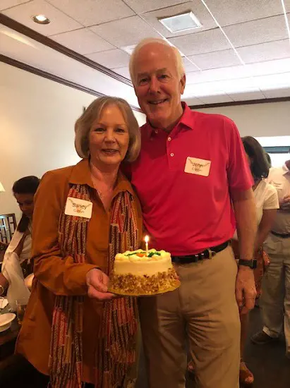 John Cornyn and his wife, Sandy Cornyn celebrated her birthday at the UT-TCU game in 2018