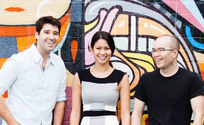 Cliffe Obrecht along side the co-founders of Canva, Cameron Adamsand and Melanie Perkins