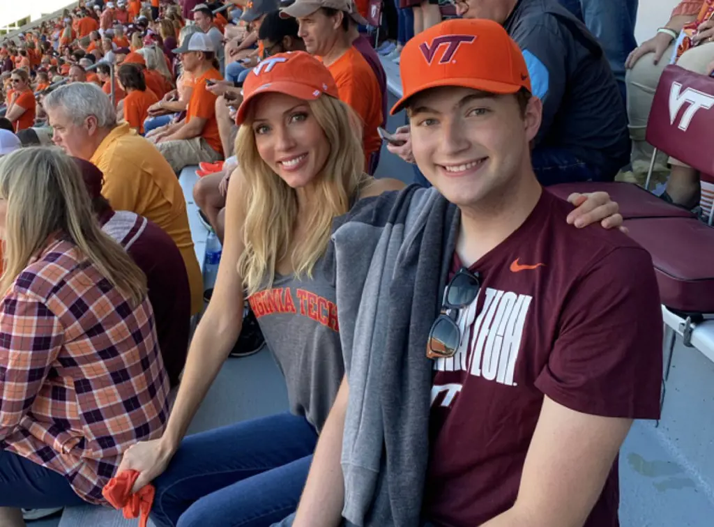Rozlyn pictured with her son at a Virginia Tech game in 2021